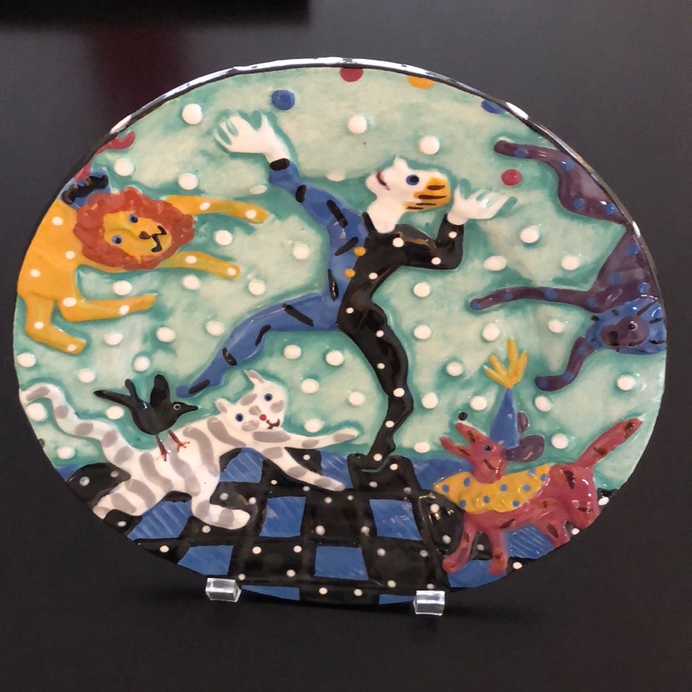 Gorgeous Vintage Decorative Plate: Circus Theme